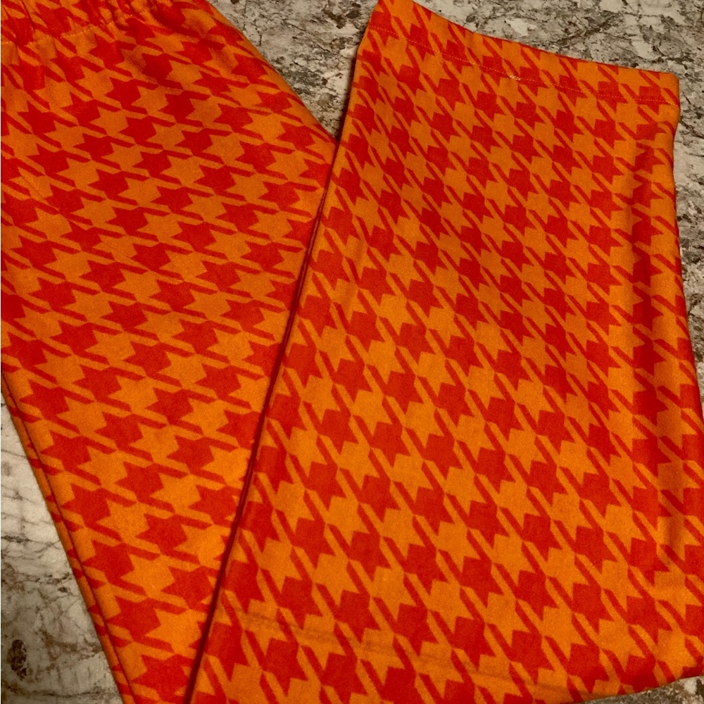 New orange Houndstooth pajama lounge Pj bottoms pants child size 0-3 to 16 …